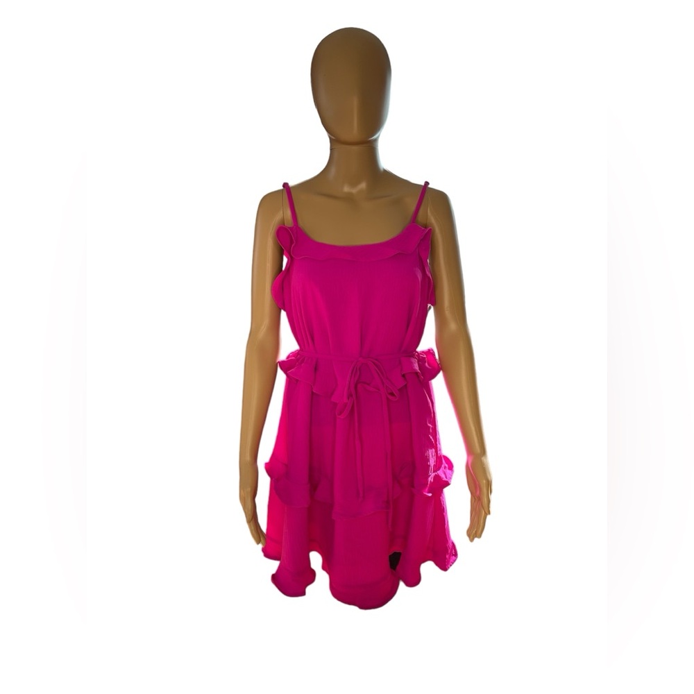 White Birch Vintage Ruffle Fuchsia Dress Size Small